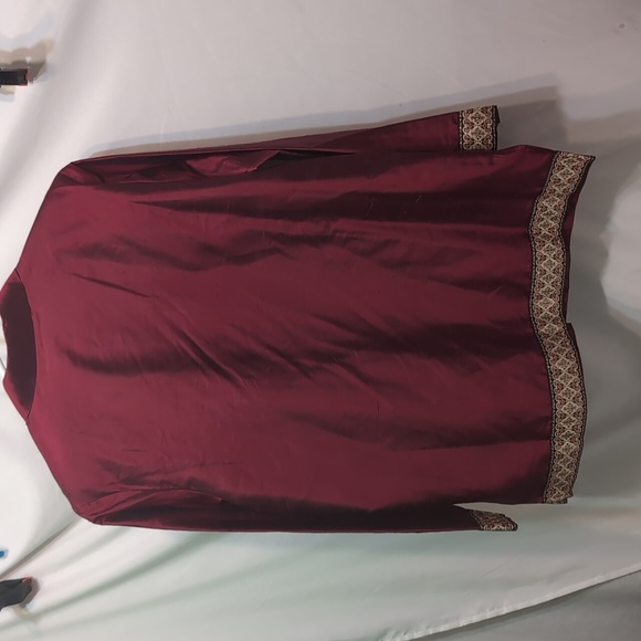 Silk Lore by Beth Terrell red 100 percent silk button up boho blouse size medium - Picture 3 of 9